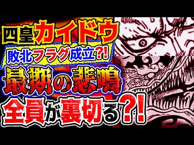 ワンピース 予想妄想考察 四皇カイドウに敗北フラグ成立 最期の悲鳴 全員に裏切られる Youtube