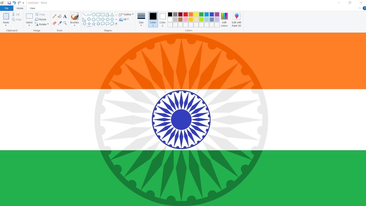 How to draw Republic Day Flag in Ms Paint | Republic Day Drawing. 