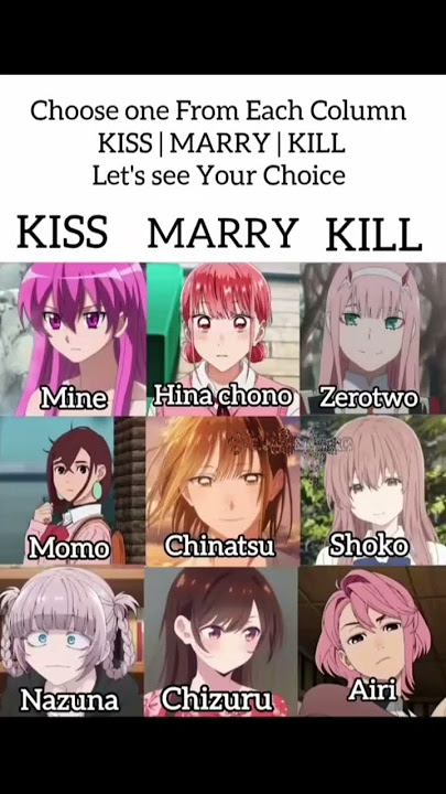 Kiss, Marry, Kill: Anime Waifu Edition #kiss #marry #kill