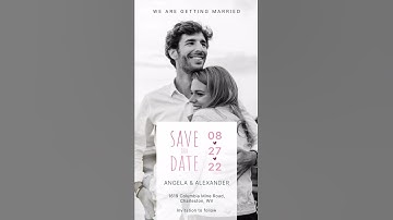 Minimalist Save the Date Video Invitation in White&Blush with your photo, Animated Wedding E Invite