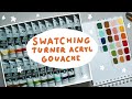 Swatching used TURNER JAPANESQUE ACRYLA GOUACHE 24? colour set. Cozy and calm talk about colours. :)