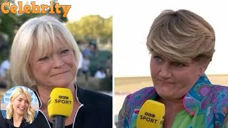 Clare Balding nearly breaks down in tears paying tribute to Sue Barker as she retires