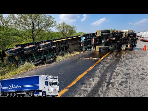 🚨 Container Overturned Due to Negligence or Fault, Road Closed, Goods Destroyed, Massive Loss