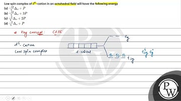 Low spin complex of \( d^{6} \)-cation in an octahedral field will have the following energy (a)...