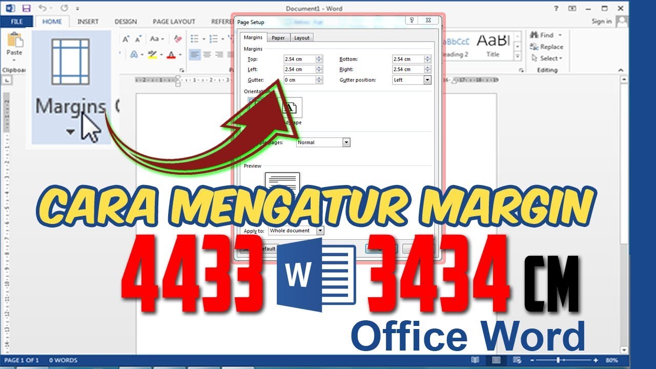 Cara Mengatur Membuat Margin 4433 4343 Pada Ms Office Word Youtube