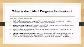 FY25 Title I Program Evaluation