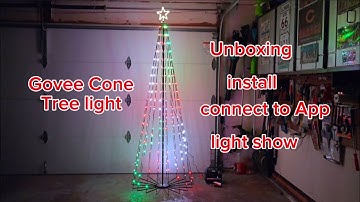 Govee Cone Tree Light (Unboxing, Install, Connect to App, Light Show) 