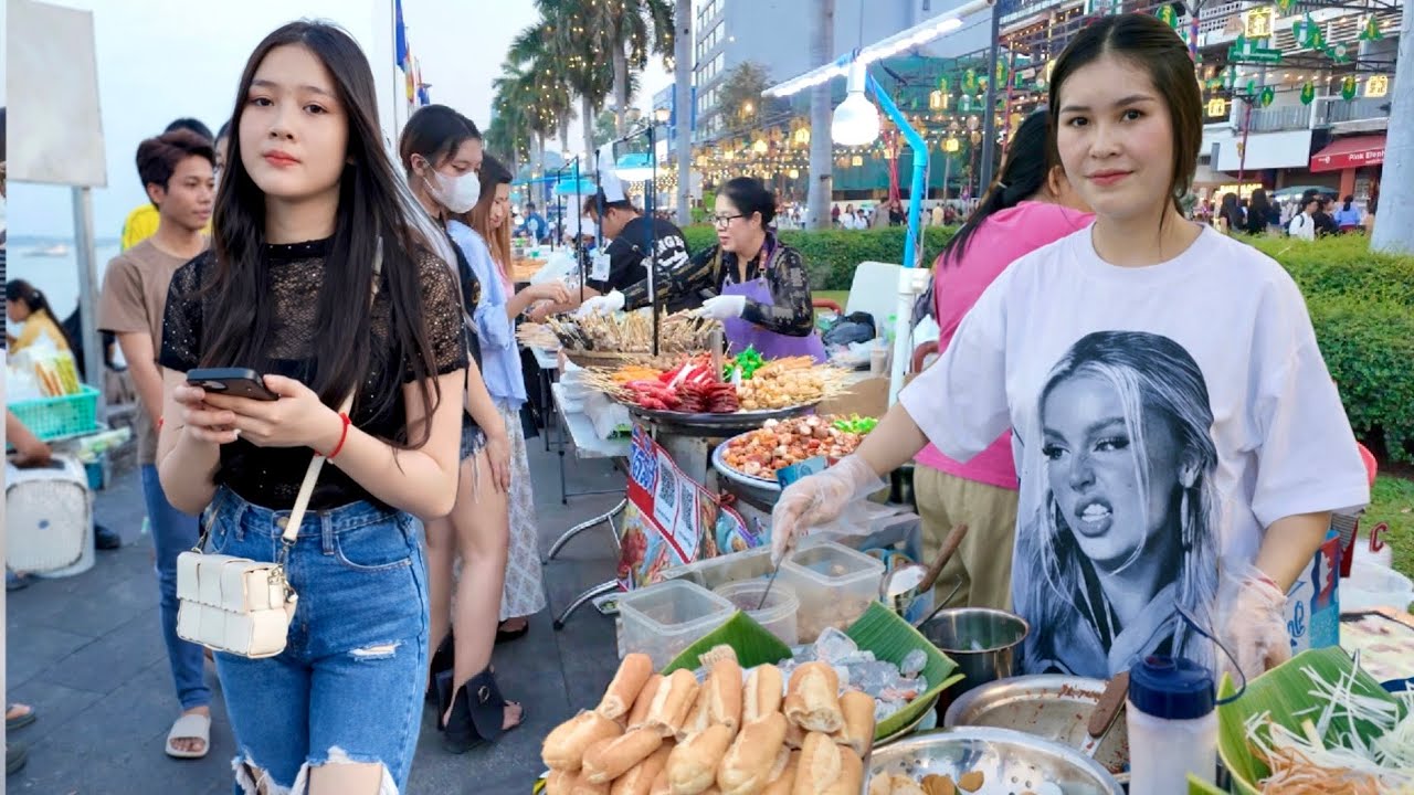 Best Famous Walking Tour in CAMBODIAN Street Food 2026 - Evening Riverside Food Market, Phnom Penh