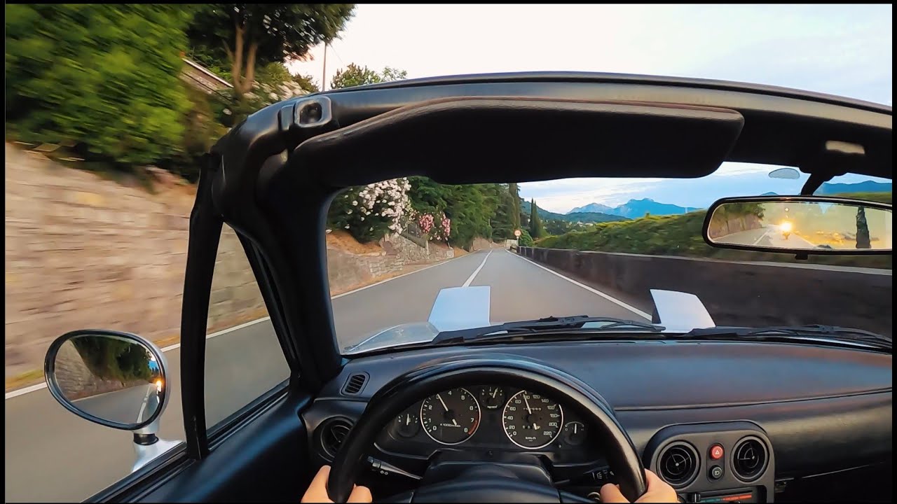 POV Driving a Mazda MX-5 NA on beautiful Lake Como Roads (Italian city-pop version)
