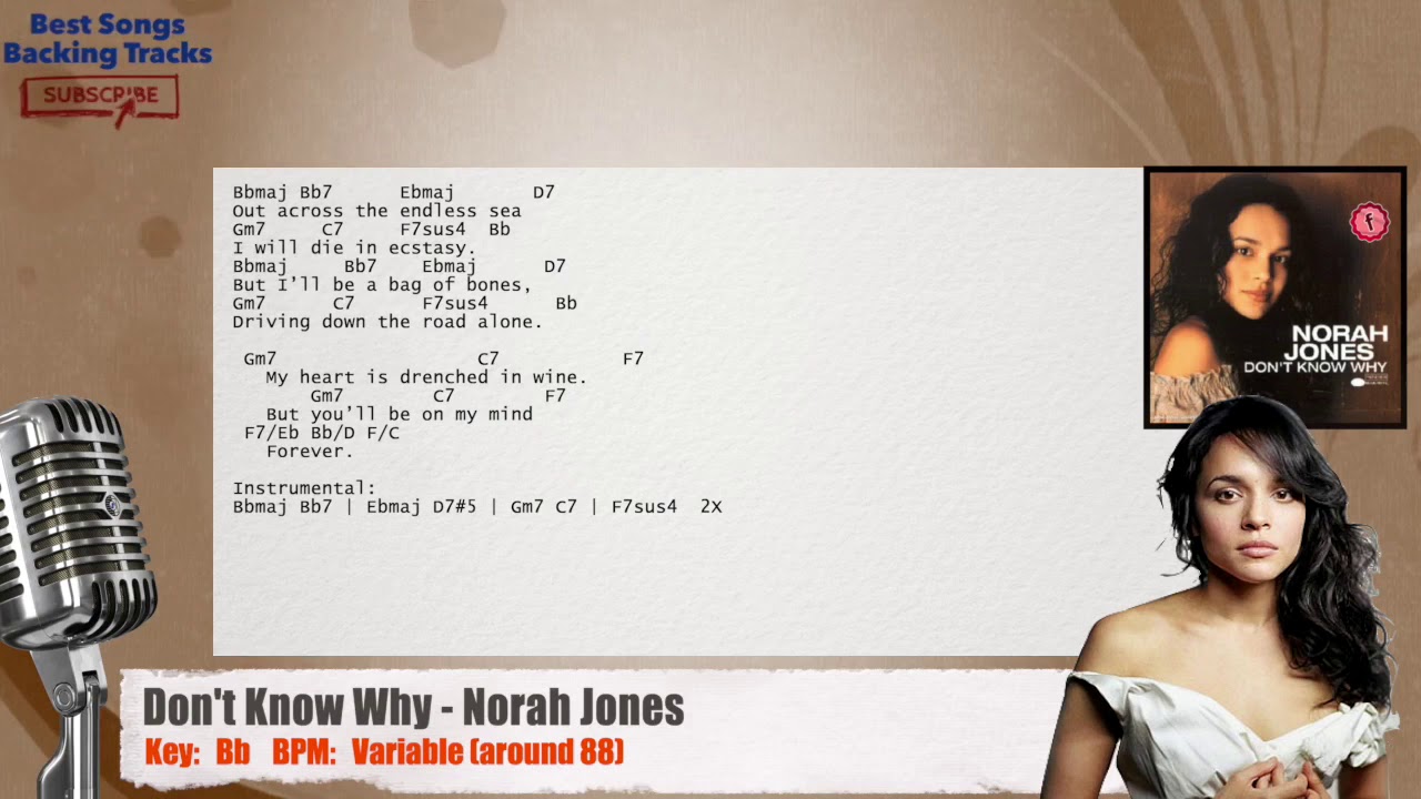 🎙 Don't Know Why - Norah Jones Vocal Backing Track with chords and