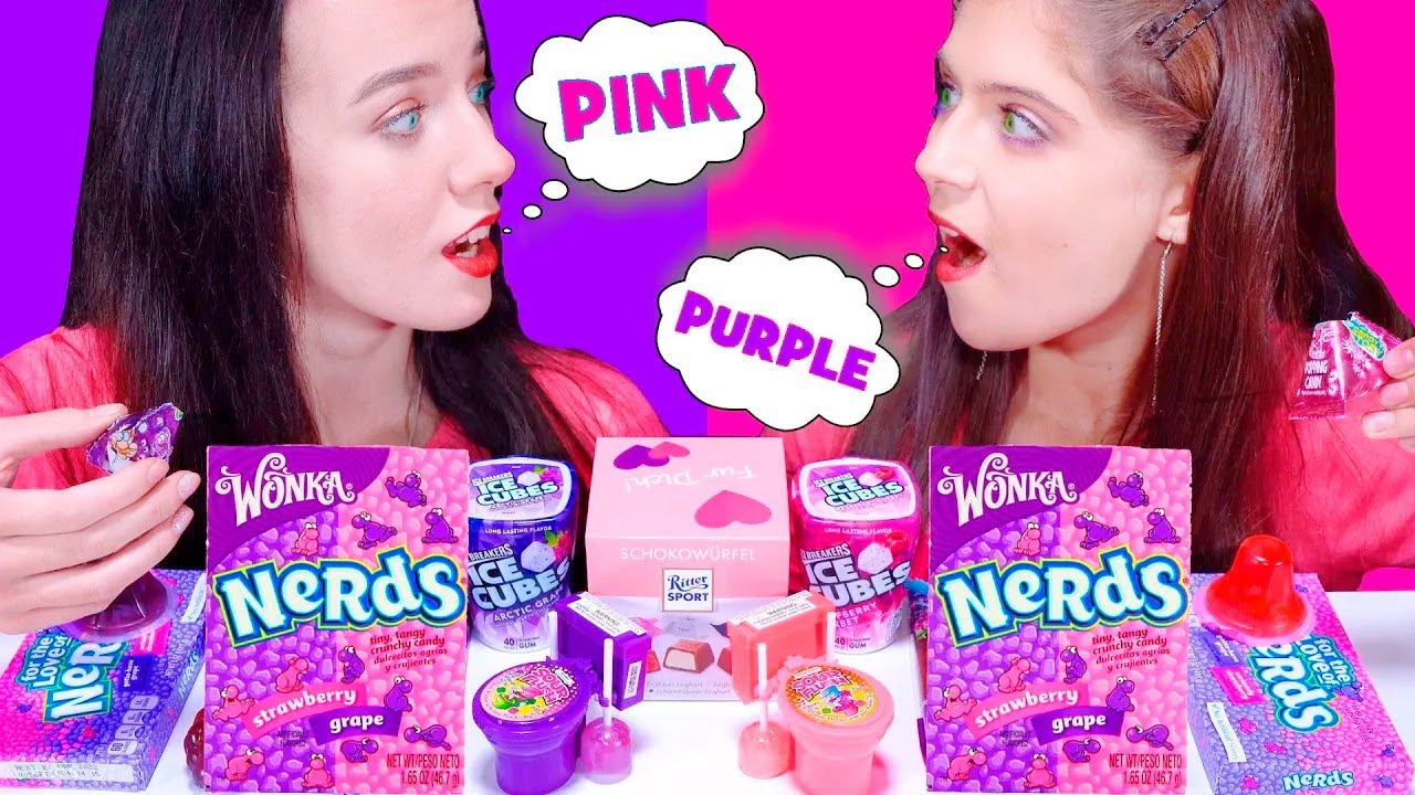 ASMR Pink Food VS Purple Food EATING Mukbang
