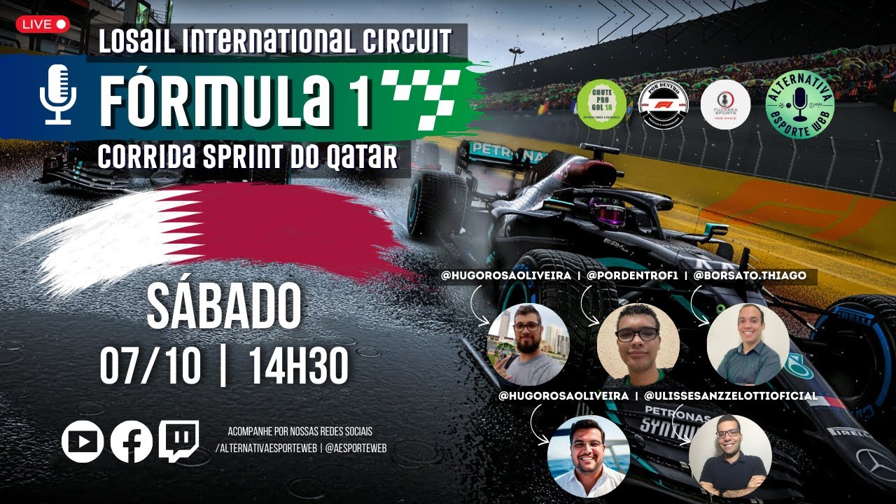 F1 na Band: Saiba os horários e como assistir ao GP do Catar / X