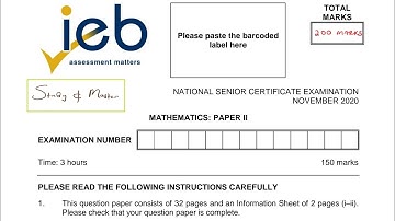 Mathematics P2/Grade12: IEB November 2020 @ zamokuhlemakhamba ( good luck!!!)