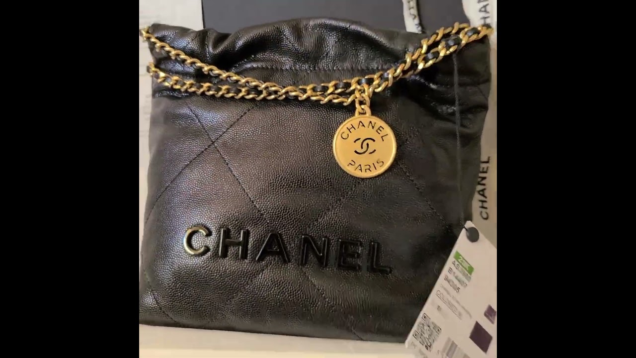 Chanel 22 mini black caviar black and gold hard ware bag elitefashionus 