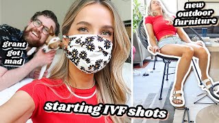 STARTING IVF + MASK TRY ON HAUL + NEW OUTDOOR FURNITURE SET UP (pt 1) | leighannvlogs