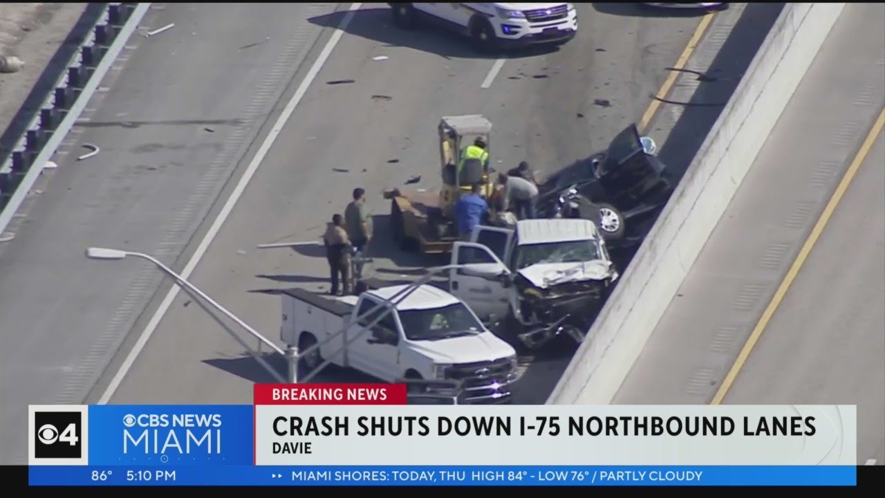 Crash shuts down I-75 NB Lanes in Davie - YouTube