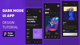 Dark Mode UI App Design Using Figma Step By Step | Figma Tutorial screenshot 2