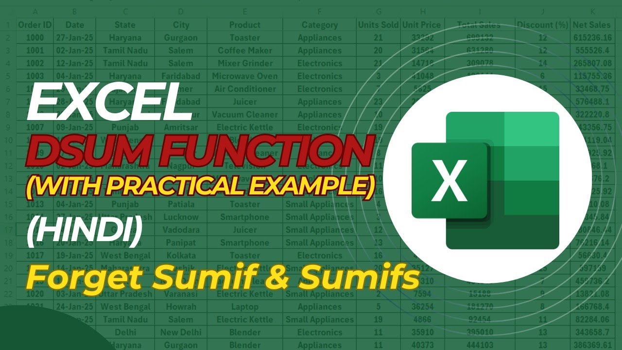 dsum function in excel | dsum in excel #exceltraining #exceltutorial # ...