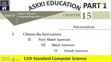 💥 11th Computer Science Chapter 15 Polymorphism - Book Back Answers English Medium part#1