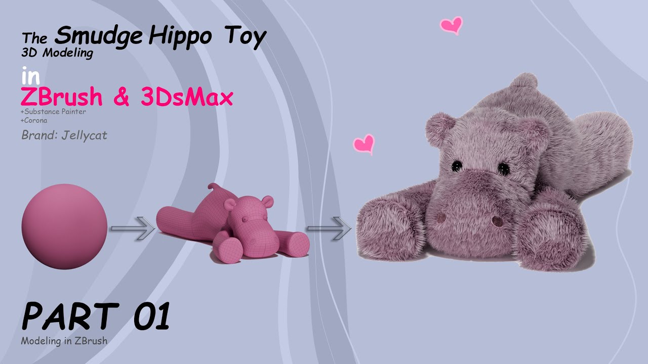 How to Creating a Smudge Hippo Toy: 3D Modeling Tutorial with ZBrush and 3dsMax -PART 01
