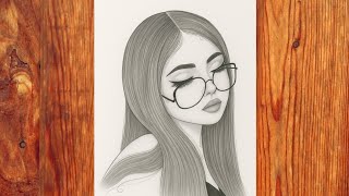 How to draw a girl sketch in glasses l easy beautiful girl drawing l #drawing #kratiarts 