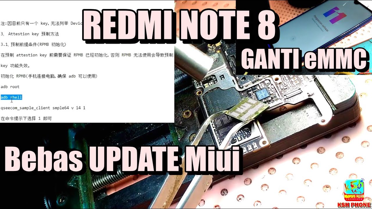Ganti eMMC bebas update dan reset Redmi Note 8 Bebas update MIUI bebas