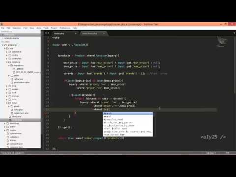 laravel 4.2 - products, price range and brands filter for ecommerce like