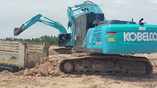 แพคคู่ kobelco sk200-10 yn15 เปิดบ่อโรงน้ำตาล จัดเต็มกล่อง 360 เพชรอนันต์ จัดให้ excavator and truck