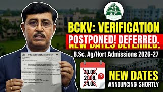 BCKV Admission 2026-27 Big Update: Verification, Hostel Admission & Class Commencement Deferred.