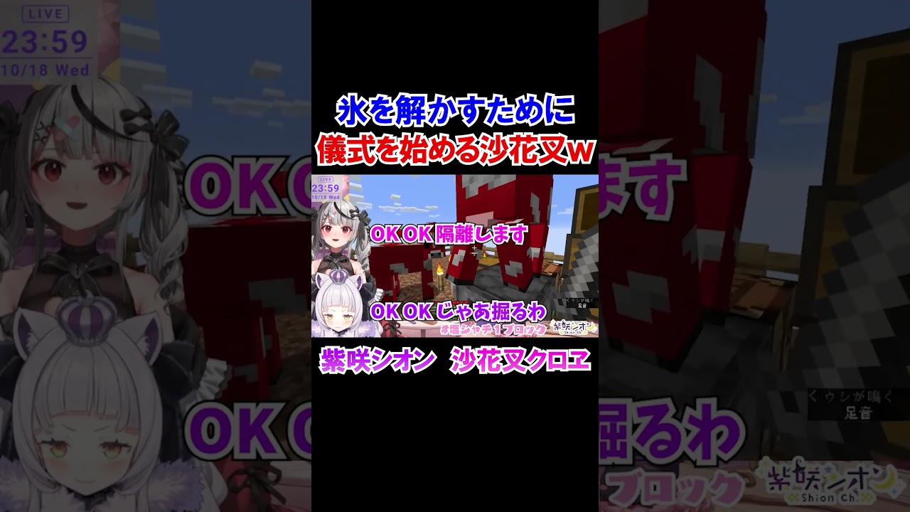 氷を解かそうとして唐突に儀式を始めてしまう沙花叉クロヱｗ【ホロライブ切り抜き/紫咲シオン】#shorts