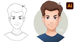 Male Character Design - Digital Drawing from Sketch to final Vector in Adobe Illustrator
