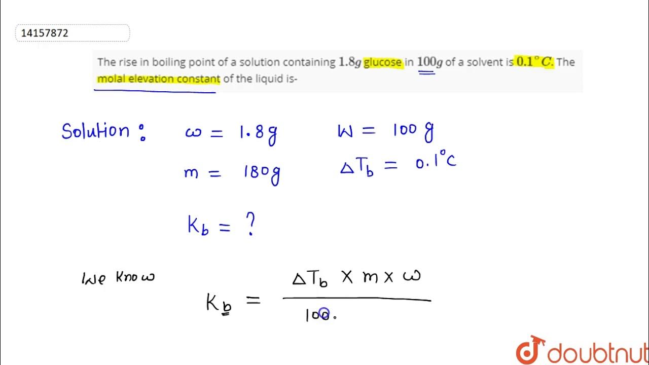 The rise in boiling point of a solution containing `1.8g` glucose in