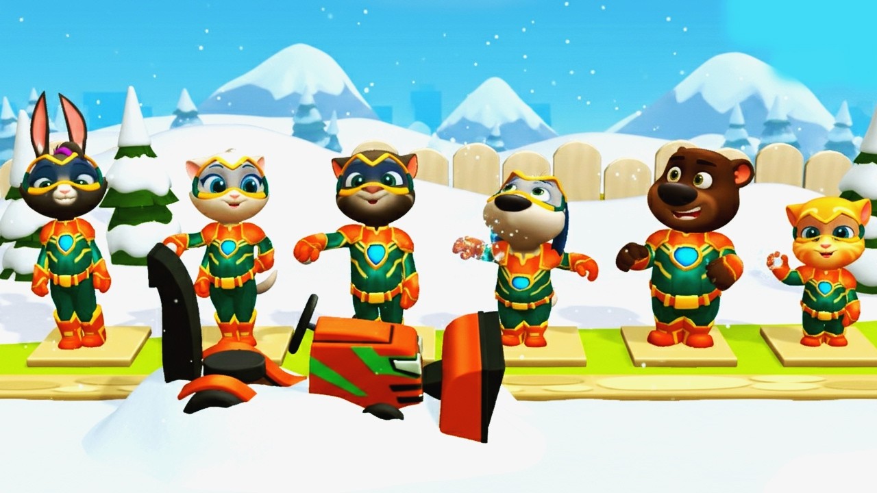 CLEANING THE WHOLE HOUSE! Talking Tom & Friends 2 Snow & Ice Cleanup ...