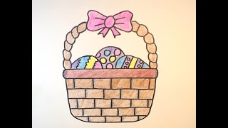 How to draw an easter basket .. رسم سلة شم النسيم