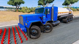 Trucks And Cars Vs Spike Strip Challenge Beamng Drive Beamng Boom