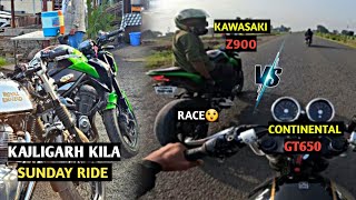 Kawasaki Z900 VS Continental GT 650 RACE | Kajligarh kila Sunday Ride | #z900 #gt650 