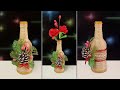 Christmas Decor Bottle Craft Design from Recycle Materials | Glass Bottles Recycling Ideas