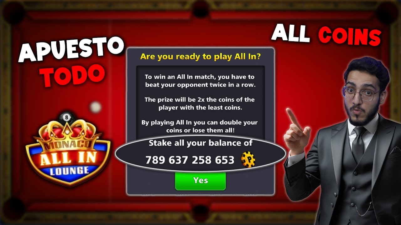 ALL COINS GAME APUESTO TODAS MONEDAS EN 8 BALL POOL 😱‼️
