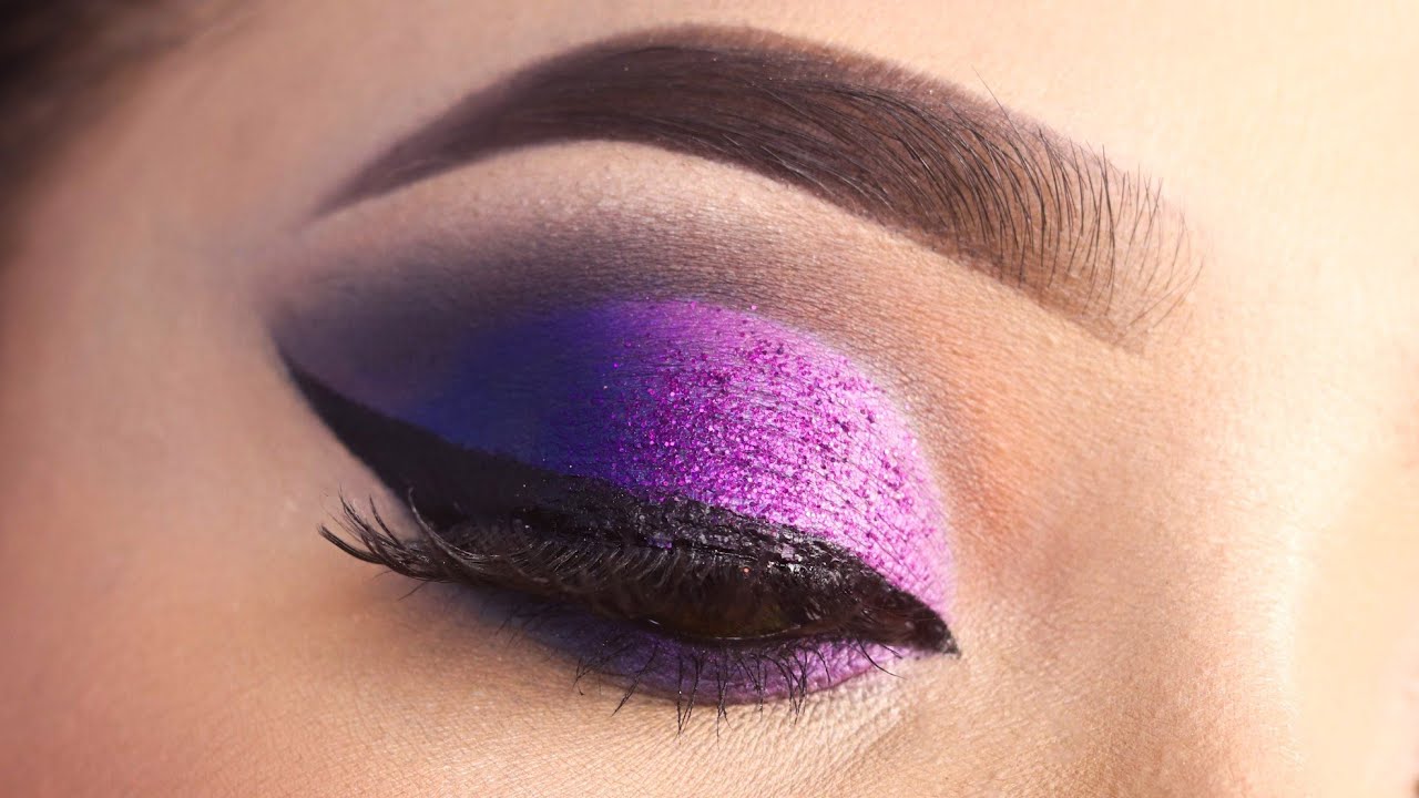 PURPLE BLUE GLITTER EYE MAKEUP USING HATED WITH LOVE PALETTE || EASY AND SIMPLE EYE MAKEUP || SHILPA