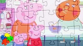 Peppa Pig with Mom and brother George buy a Fish in a Pet Store - Peppa Pig Puzzles for Children