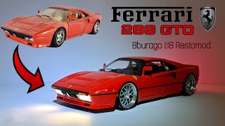 Ferrari 288 GTO 1:18 Bburago Restomod with LED light and 20' wheels