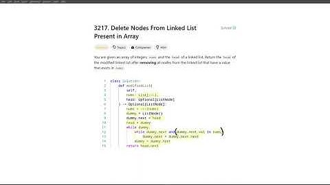 [September 6, 2024, LeetCode daily] 3217. Delete Nodes From Linked List Present in Array - Python