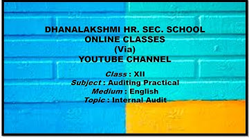 ONLINE CLASS - 12th Auditing Practical#Internal Audit