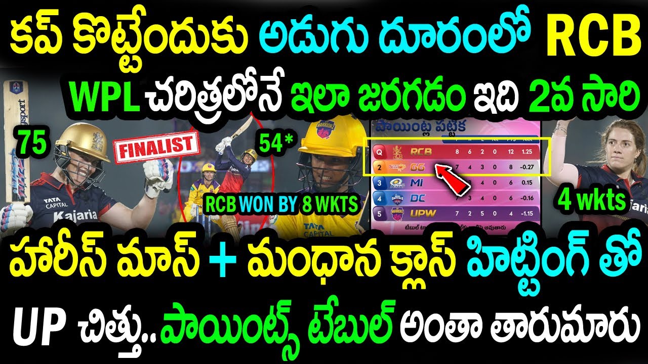 RCB DESTROYED UP Warriors!🔥|RCB Conformed WPL 2026 Final Berth|Grace Harris & Smriti|UPW vs RCB