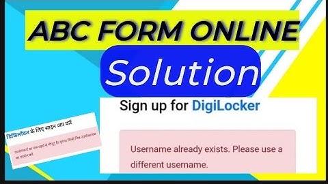 Kanha Ji Sir......Username Already Exists Problem Solution In ABC Form