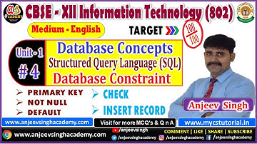 Class 12 IT 802 Unit 1 Database Concepts MySQL Database Constraint #4 (English)  | XII IT 802