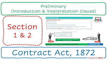Section 1 & 2 Preliminary (Introduction & Interpretation Clause) | Contract Act, 1872 (BL023)