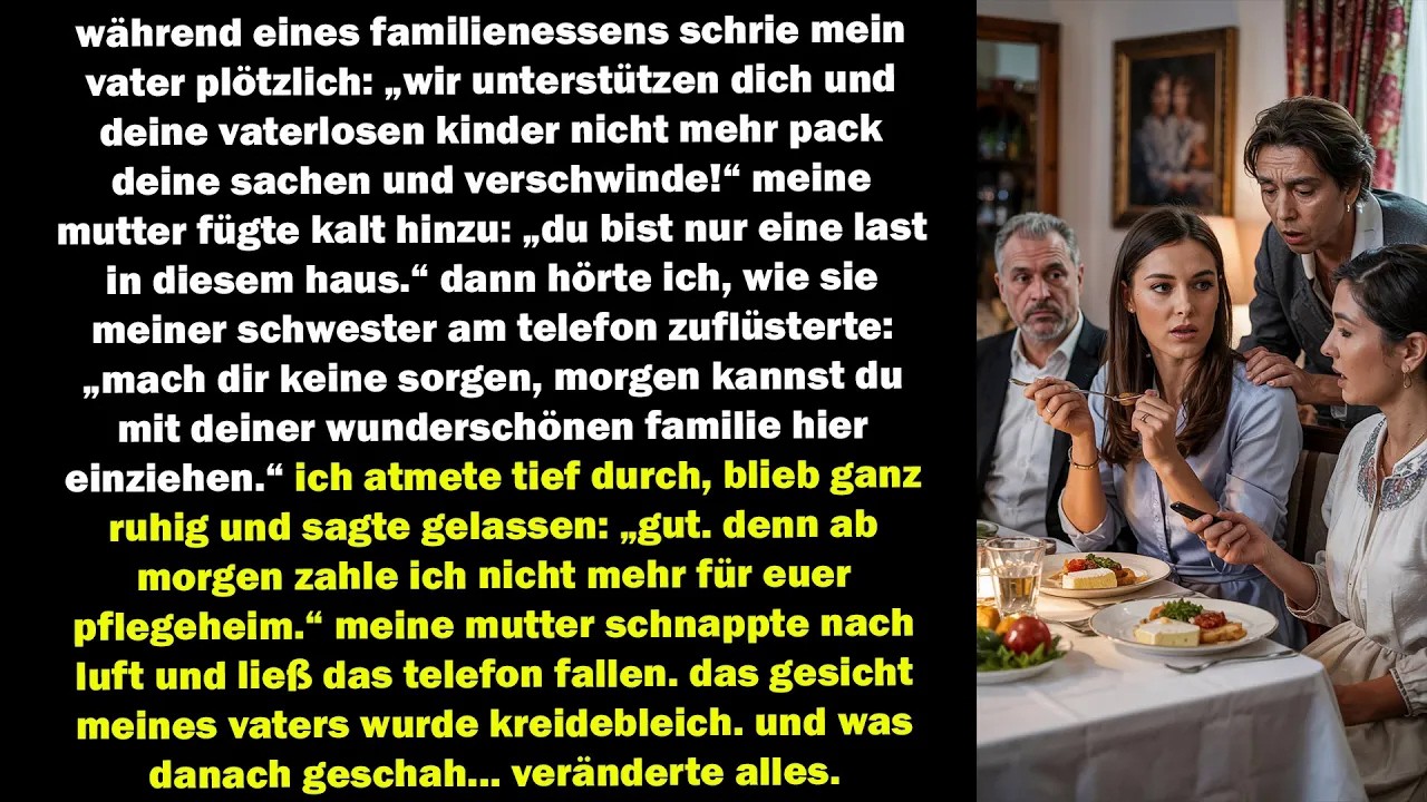 mein vater warf uns beim abendessen raus – doch meine ruhige antwort zerstörte alles