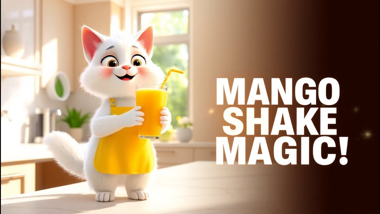 Fluffy Cat Makes Mango Shake 🍹 | Cute Cooking Animation for Kids & Cat Lovers! 