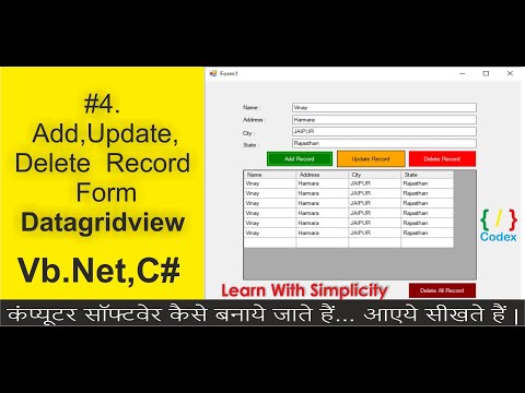 #4  Add,Update,Delete Record Form Datagridview Vb net,C# and Asp Net (No Database) | #LearnFromHome